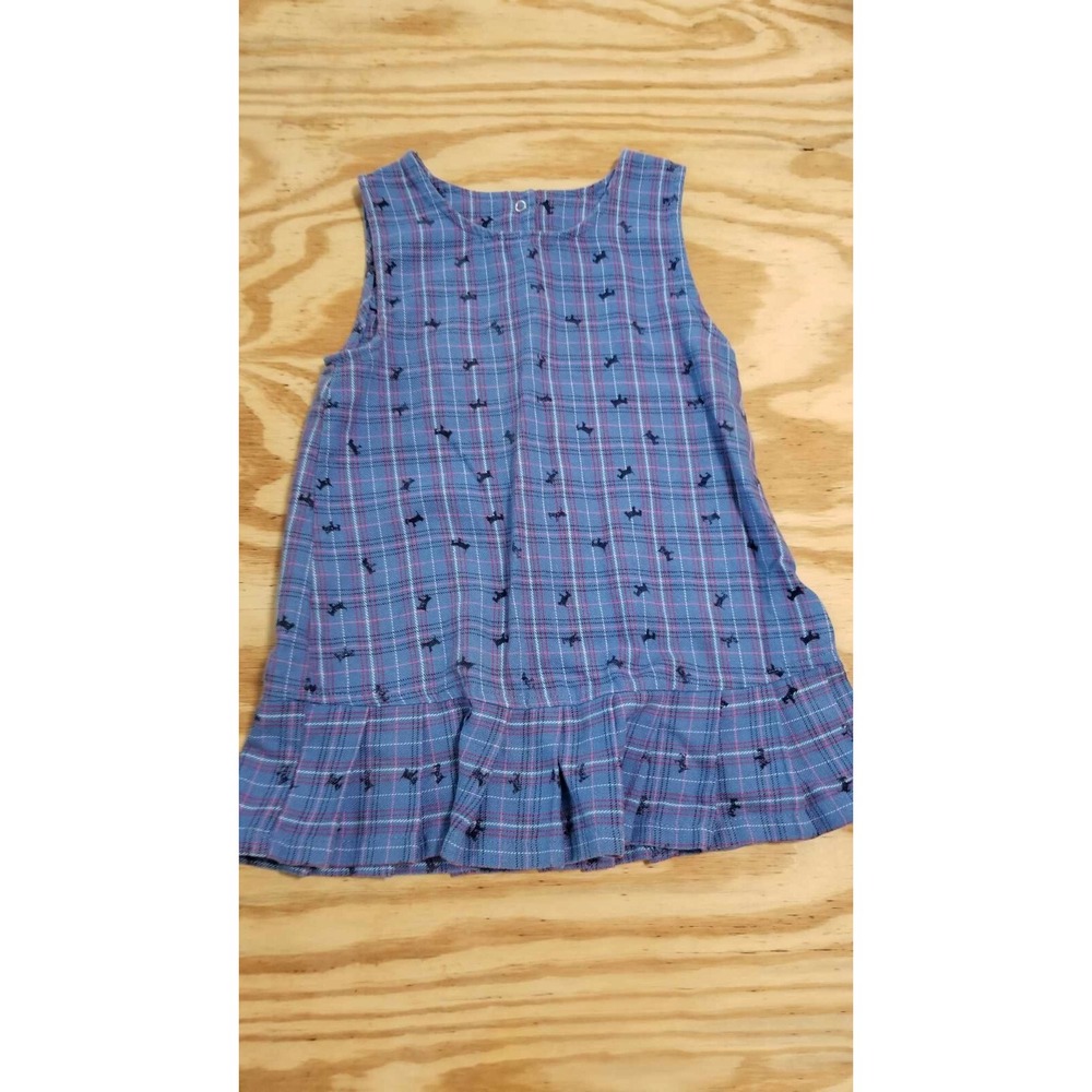 kid connection 3T Kid Girls Dress Cat Print round neck sleeveless blue plaid